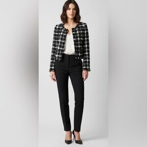 Alice + Olivia Black Tweed Cropped Jacket Blazer | Size L | Made in NYC